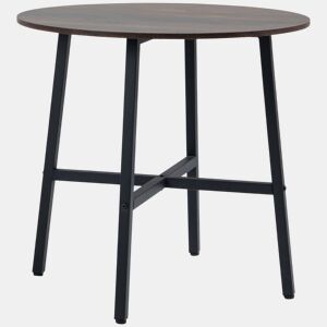 HOMCOM Mesa de Sala de Jantar Redonda para 4 Pessoas Mesa de Cozinha Moderna com Pés de Aço Ø80x76 cm Marrom e Preto