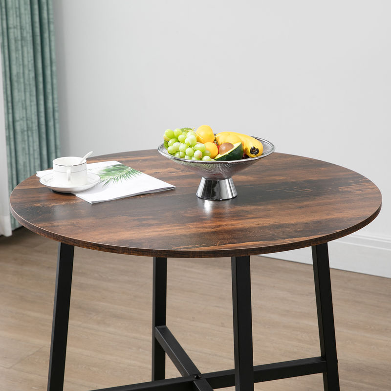 HOMCOM Mesa de Comedor Redonda Mesa de Cocina Industrial con Tapa de