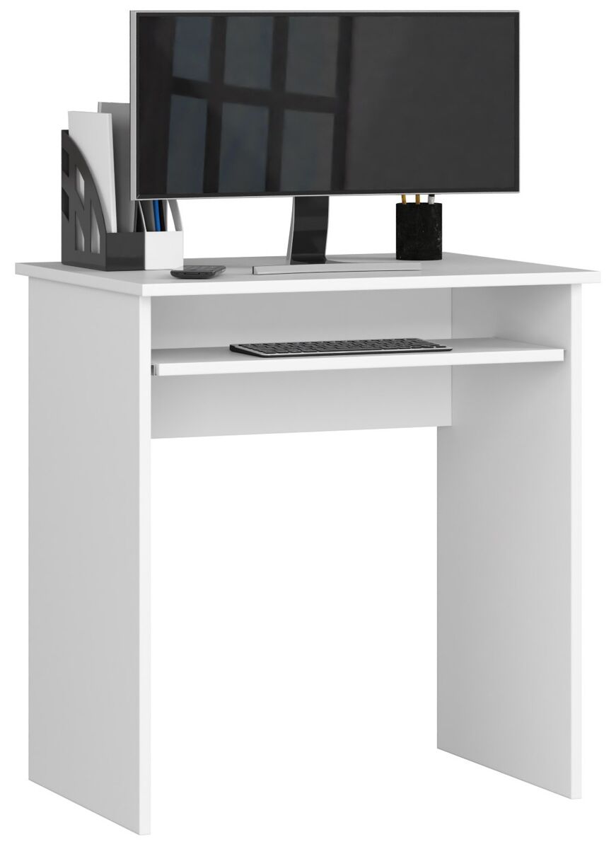 Escritorio akord star blanco 68 cm frente en color blanco 1 estante 68x51x74 cm