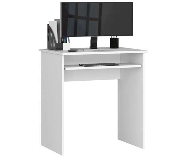 Escritorio akord star blanco 68 cm frente en color blanco 1 estante 68x51x74 cm
