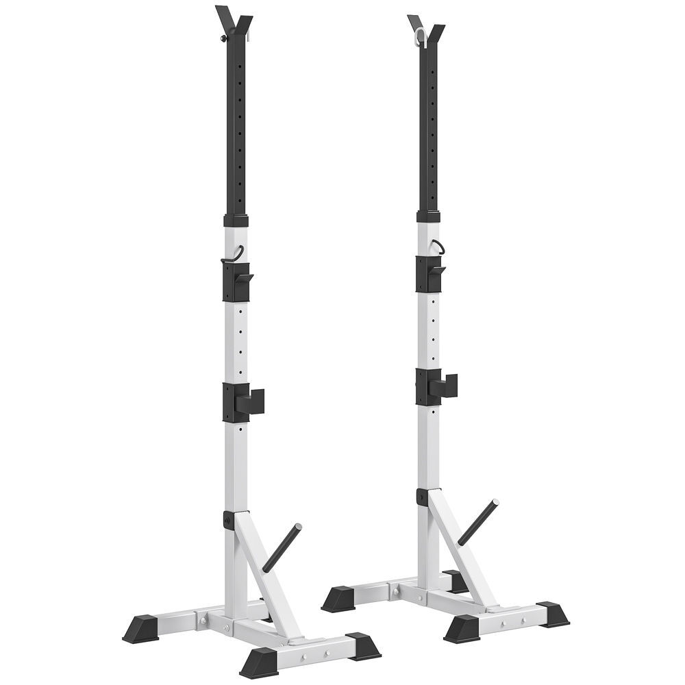 Homcom soporte para barras de pesas con altura ajustable rack musculación con marco de acero carga 200 kg para entrenamiento en gimnasio casa plata y negro
