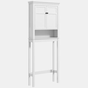 HOMCOM Móvel sobre Sanita Armário para Máquina de Lavar Roupa com 2 Portas Compartimento e Prateleira Ajustável Móvel para Casa de Banho 70x20x175 cm Branco