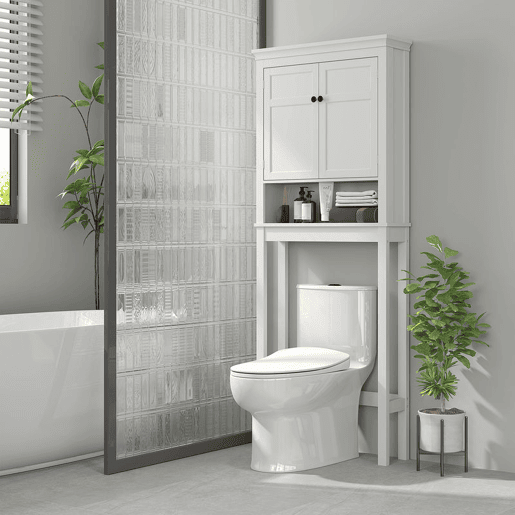 HOMCOM Móvel sobre Sanita Armário para Máquina de Lavar Roupa com 2 Portas Compartimento e Prateleira Ajustável Móvel para Casa de Banho 70x20x175 cm Branco