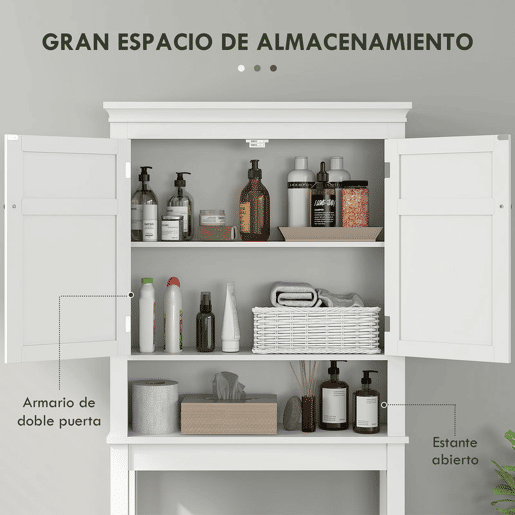 HOMCOM Móvel sobre Sanita Armário para Máquina de Lavar Roupa com 2 Portas Compartimento e Prateleira Ajustável Móvel para Casa de Banho 70x20x175 cm Branco