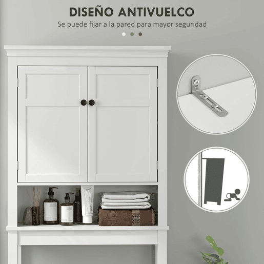 HOMCOM Móvel sobre Sanita Armário para Máquina de Lavar Roupa com 2 Portas Compartimento e Prateleira Ajustável Móvel para Casa de Banho 70x20x175 cm Branco