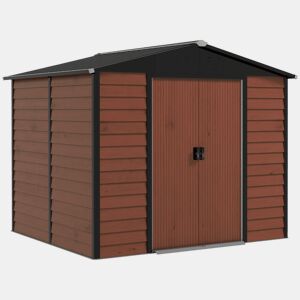Outsunny Abrigo de Jardim Exterior 4,4 m² 240x206x198 cm Abrigo de Jardim com Porta de Correr e Fechadura Armário para Jardim Pátio Teca