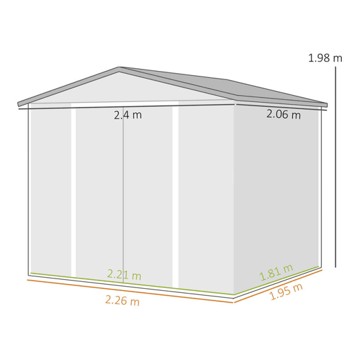 Outsunny Abrigo de Jardim Exterior 4,4 m² 240x206x198 cm Abrigo de Jardim com Porta de Correr e Fechadura Armário para Jardim Pátio Teca