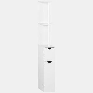 kleankin Coluna Casa de Banho com 2 Portas e 2 Prateleiras Abertas Armário Alto para Casa de Banho Sala de Estar Dormitório Estilo Moderno 15,2x29,8x118cm Branco