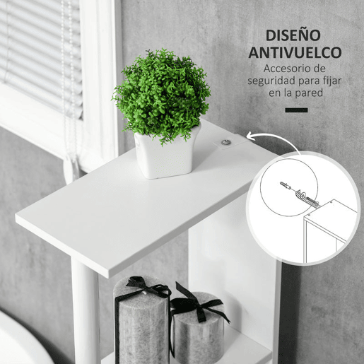 kleankin Coluna Casa de Banho com 2 Portas e 2 Prateleiras Abertas Armário Alto para Casa de Banho Sala de Estar Dormitório Estilo Moderno 15,2x29,8x118cm Branco