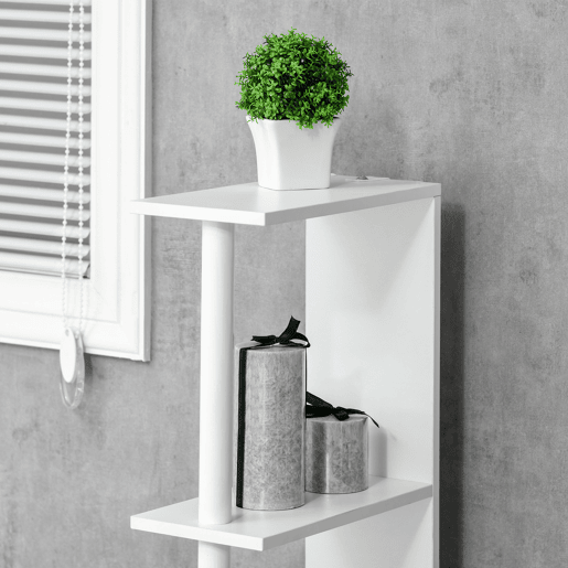 kleankin Coluna Casa de Banho com 2 Portas e 2 Prateleiras Abertas Armário Alto para Casa de Banho Sala de Estar Dormitório Estilo Moderno 15,2x29,8x118cm Branco