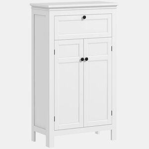 HOMCOM Armário Casa de Banho Móvel Casa de Banho com Gaveta 2 Portas e Prateleira Ajustável Armário Casa de Banho Moderno 60x30x102,5 cm Branco