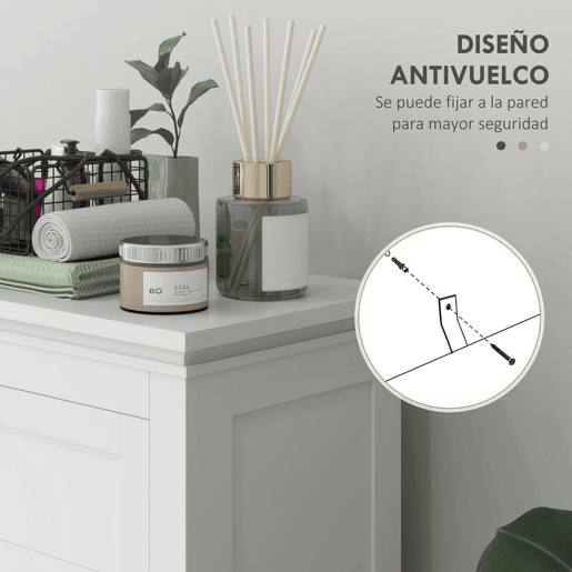 HOMCOM Armário Casa de Banho Móvel Casa de Banho com Gaveta 2 Portas e Prateleira Ajustável Armário Casa de Banho Moderno 60x30x102,5 cm Branco