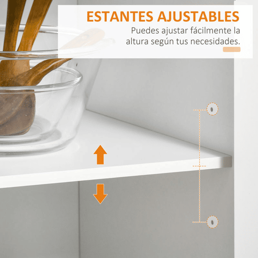 HOMCOM Carrinho de Cozinha com Rodas Móvel Auxiliar de Cozinha com 2 Gavetas 2 Portas Prateleira Ajustável e Suporte para Guardanapos para Sala de Jantar Sala de Estar 104x46x91 cm Branco
