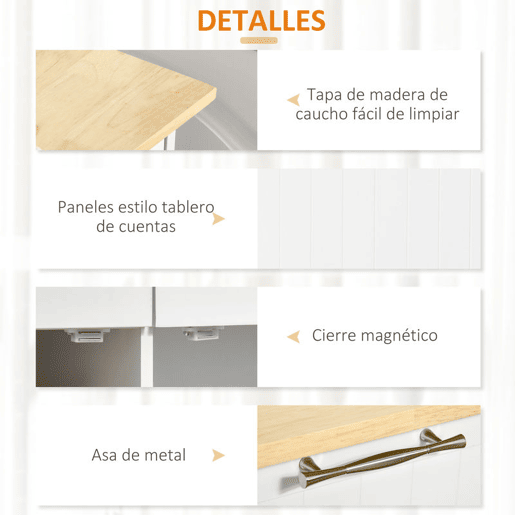 HOMCOM Carrinho de Cozinha com Rodas Móvel Auxiliar de Cozinha com 2 Gavetas 2 Portas Prateleira Ajustável e Suporte para Guardanapos para Sala de Jantar Sala de Estar 104x46x91 cm Branco