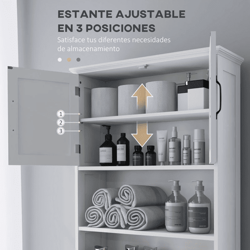 kleankin Móvel sobre Sanita Armário para Máquina de Lavar com 2 Portas Prateleiras Abertas e Prateleira Ajustável Móvel para Casa de Banho 66x23x178 cm Branco