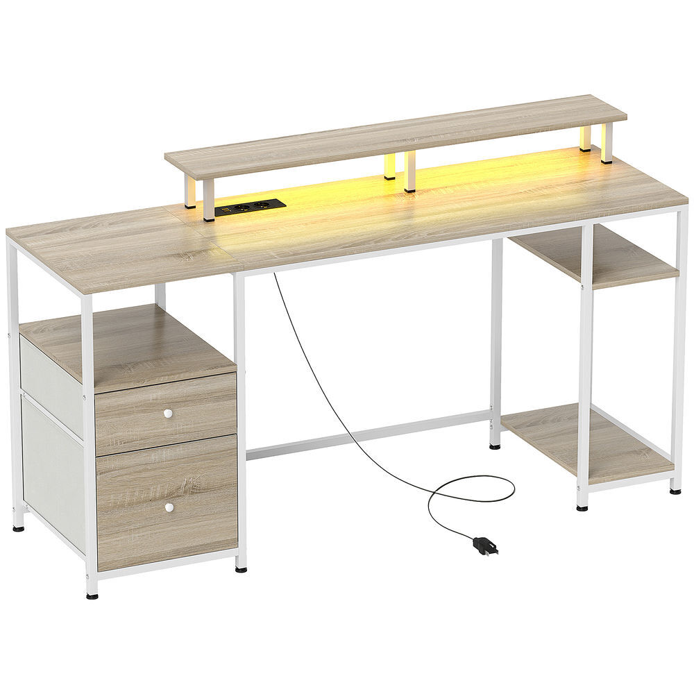 Mesa de Ordenador Melamina de Madera, Acero HOMCOM