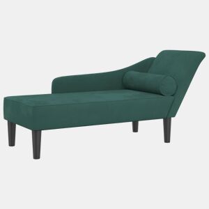 vidaXL Chaise longue com almofadões veludo verde-escuro