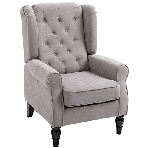 HOMCOM Poltrona de Sala de Estar Poltrona Moderna para Dormitório com Pés de Madeira Poltrona Individual Carga 160 kg para Escritório 74x86x102 cm Cinza