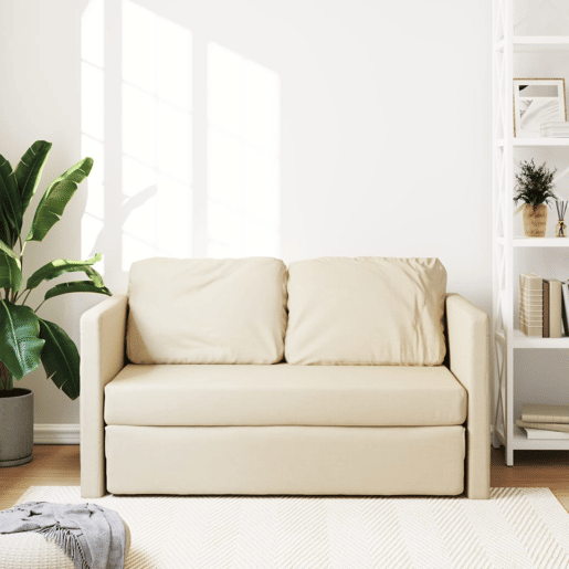 vidaXL Sofá-cama sem pés 112x174x55 cm tecido cor creme