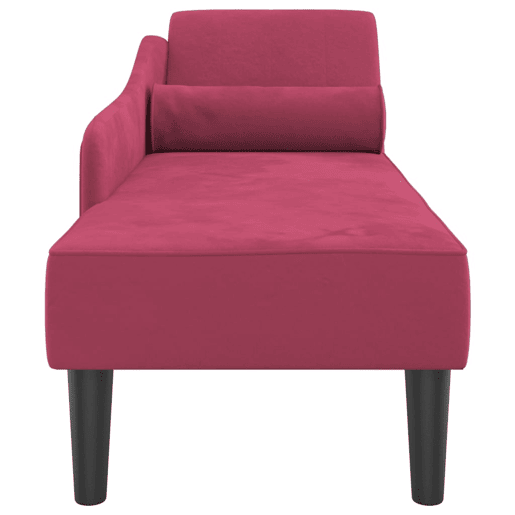 vidaXL Chaise longue com almofadões veludo vermelho tinto