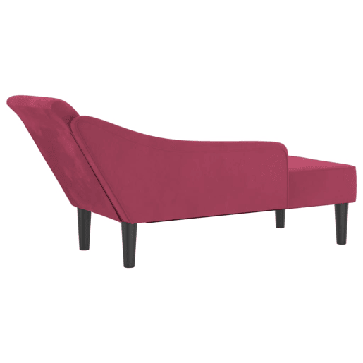 vidaXL Chaise longue com almofadões veludo vermelho tinto