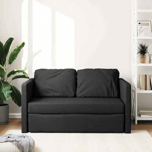 vidaXL Sofá-cama sem pés 112x174x55 cm tecido preto