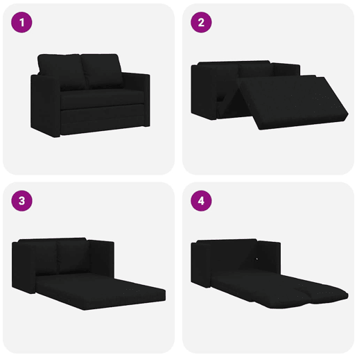 vidaXL Sofá-cama sem pés 112x174x55 cm tecido preto