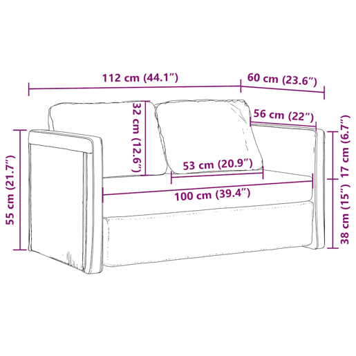 vidaXL Sofá-cama sem pés 112x174x55 cm tecido preto