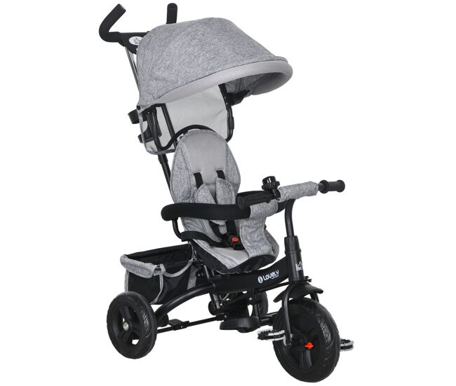 Homcom triciclo evolutivo para bebés 6 en 1 triciclo para niños de 1-5 años bicicleta para niños con toldo plegable mango telescópico desmontable