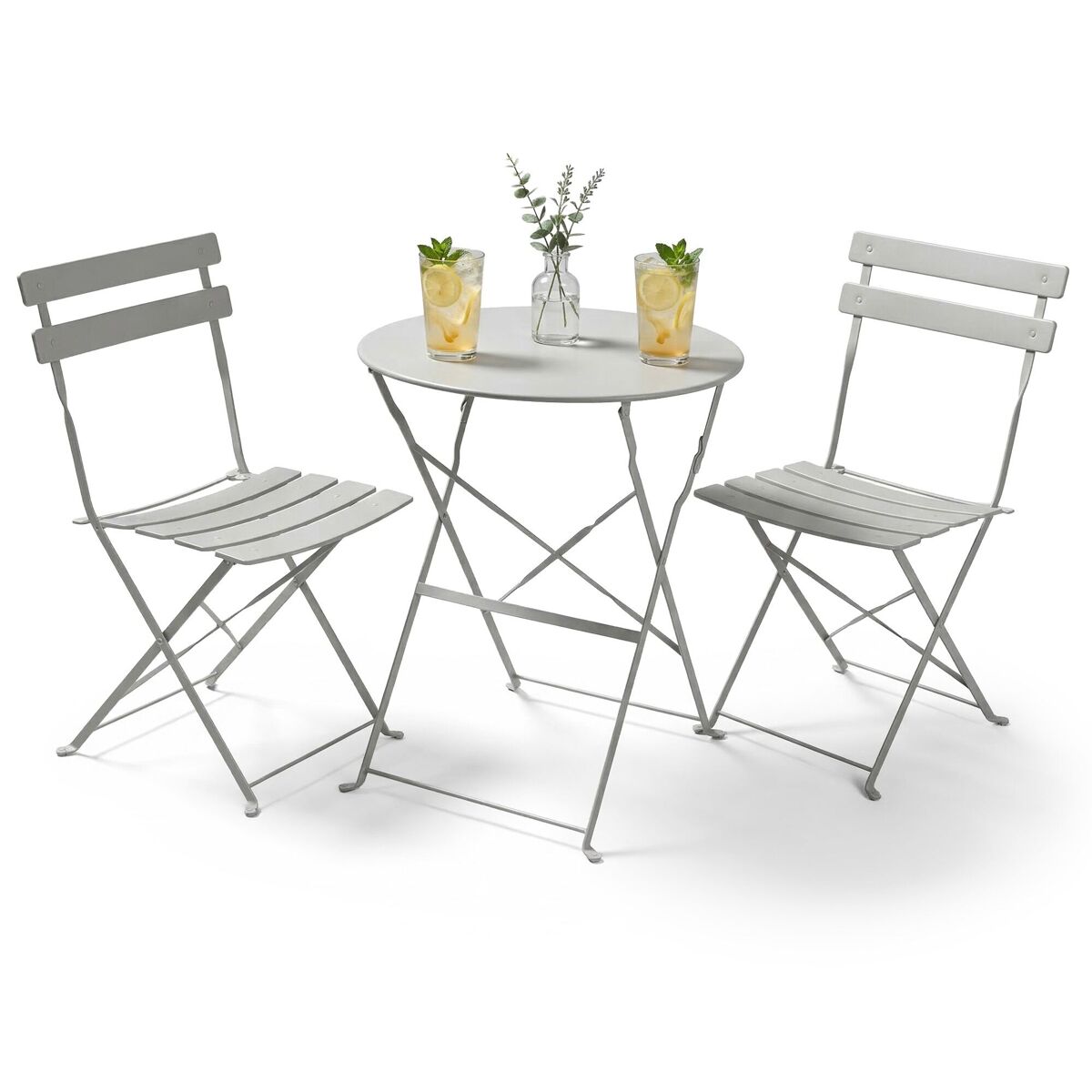 conjunto de muebles para balcon orion mesa redonda y 2 sillas en elegante gris