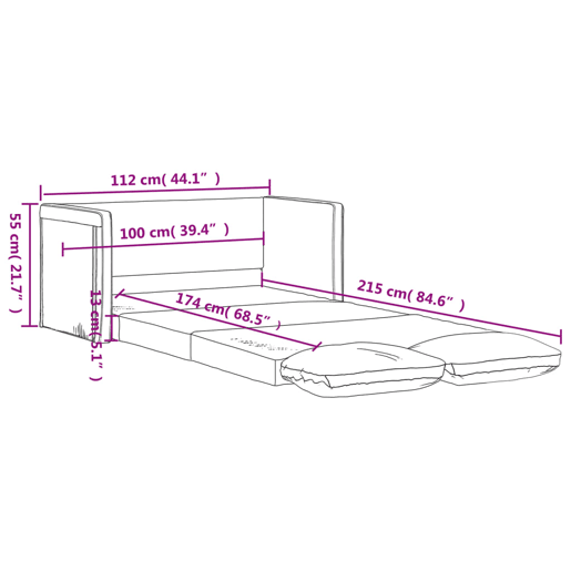 vidaXL Sofá-cama sem pés 112x174x55 cm tecido cinza-acastanhado