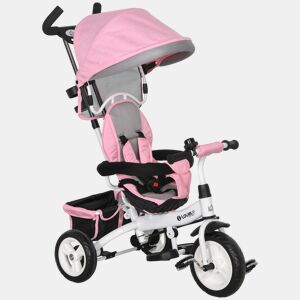 HOMCOM Triciclo para Bebés 2 em 1 Triciclo Evolutivo para Crianças de +12 Meses com Toldo Dobrável Guiador Telescópico e Removível Cinto de Segurança e Cesto 95x50x106 cm Rosa