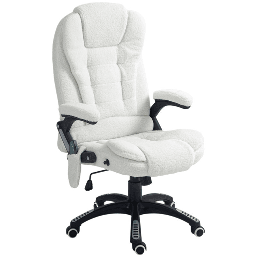 Vinsetto Cadeira de Massagem com 6 Pontos de Massagem Cadeira de Escritório Reclinável até 130° com Função de Aquecimento Altura Ajustável e Rodas para Estúdio 67x74x107-116 cm Branco Vinsetto Cadeira de Massagem com 6 Pontos de Massagem Cadeira de Escritório Reclinável até 130° com Função de Aquecimento Altura Ajustável e Rodas para Estúdio 67x74x107-116 cm Branco