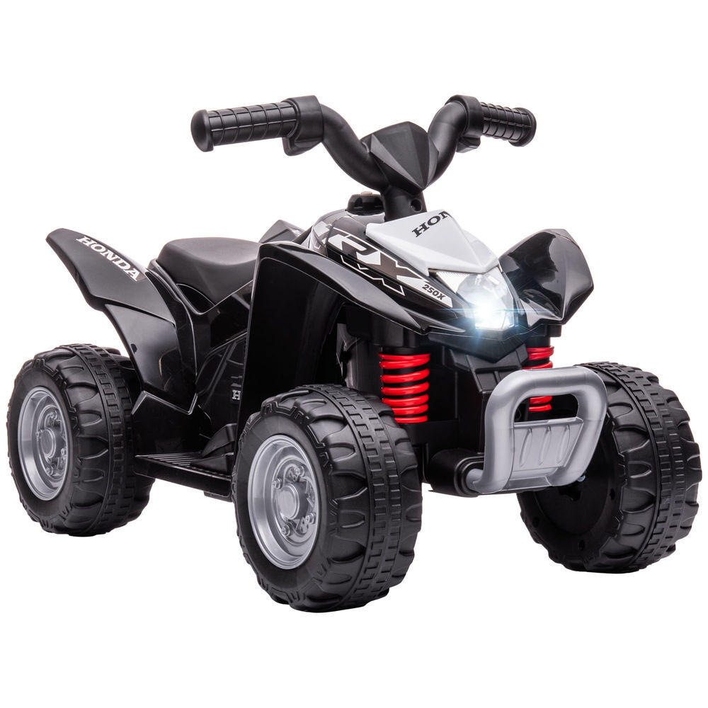 Aiyaplay quad eléctrico para niños de 18-36 meses con licencia honda vehículo eléctrico a batería 6v infantil con faros led bocina velocidad de 2,8 km/h y avance 65,5x38,5x43,5 cm negro