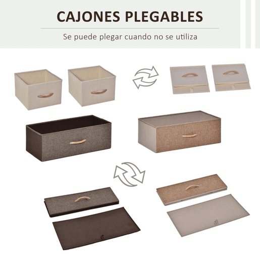 HOMCOM Cómoda Estreita com 4 Gavetas Dobráveis de Tecido, Estrutura Metálica, Ideal para Quarto, Sala, Casa de Banho ou Lavandaria, Multicolorida