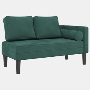 vidaXL Chaise longue com almofadões veludo verde-escuro