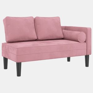 vidaXL Chaise longue com almofadões veludo rosa