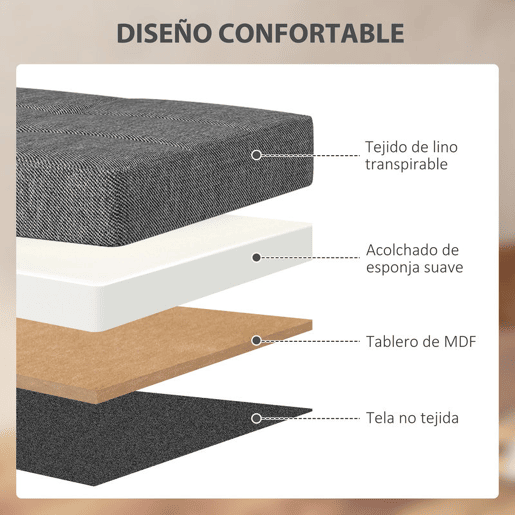 HOMCOM Baú de Armazenamento para Dormitório 84L Puff de Armazenamento Dobrável Estofado em Linho Sintético com Tampa para Sala de Estar 76x38x38 cm Cinza Escuro