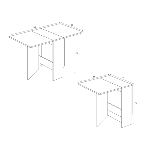Mesa lateral Suécia com asas dobráveis. Sala de jantar ou cozinha