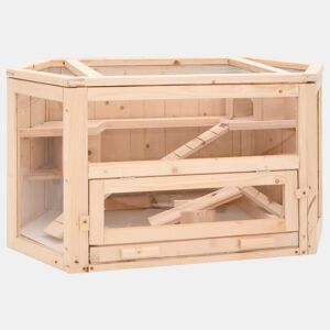 vidaXL Gaiola para hamster 80x40x43 cm madeira de abeto maciça