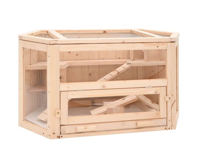 Vidaxl jaula para hámster madera maciza abeto 80x40x43 cm