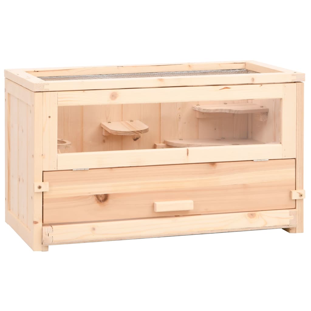 Vidaxl jaula para hámster madera maciza abeto 60x30x35 cm