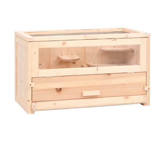 Vidaxl jaula para hámster madera maciza abeto 60x30x35 cm