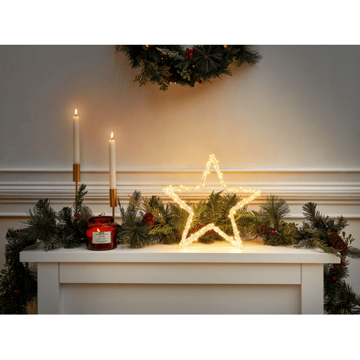 Decoração LED estrela branco 31 cm SIMO Decoração LED estrela branco 31 cm SIMO