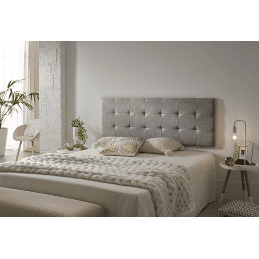 Cabeceira para cama 140, capitonê, xadrez, tecido resistente a manchas, 152x57x5cm, cinza