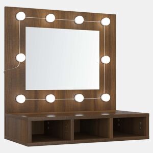 vidaXL Armário espelhado com LED 60x31,5x62 cm carvalho castanho