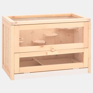vidaXL Gaiola para hamster 60x35,5x42 cm madeira de abeto maciça