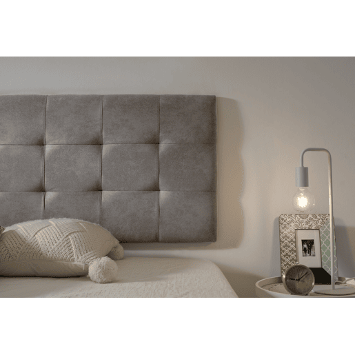 Cabeceira para cama 130, capitonê, xadrez, tecido resistente a manchas, 152x57x5cm, cinza