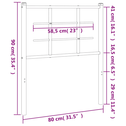 vidaXL Cabeceira de cama 75 cm metal branco vidaXL Cabeceira de cama 75 cm metal branco