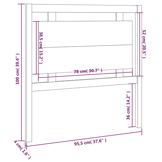 vidaXL Cabeceira de cama 95,5x4x100 cm pinho maciço cinzento vidaXL Cabeceira de cama 95,5x4x100 cm pinho maciço cinzento